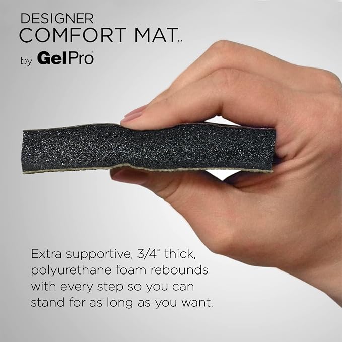 GelPro Designer Comfort 3/4" Thick Ergo-Foam Anti-Fatigue Kitchen Floor Mat, 20"x48", Leather Grain Navy