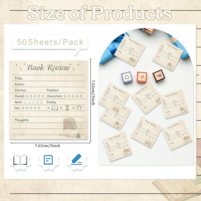Book Review Sticky Notes Gift, 9 Pack Retro Books Review Themed Notepads 3x3 Inch Gifts for Bookworm, Reading Journals Memo Pads Office School Supplies for Friends Readers (450 Sheets)