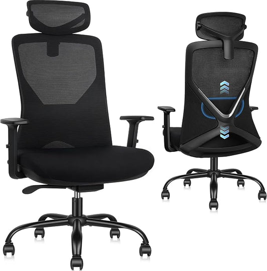 HYLONE Ergonomic Office Chair with Adaptive Gravity Balance Recline, High Back Mesh Chair with Adjustable Headrest & Lumbar Support, X-Frame Structure, Comfortable Big and Tall Home Office Chair