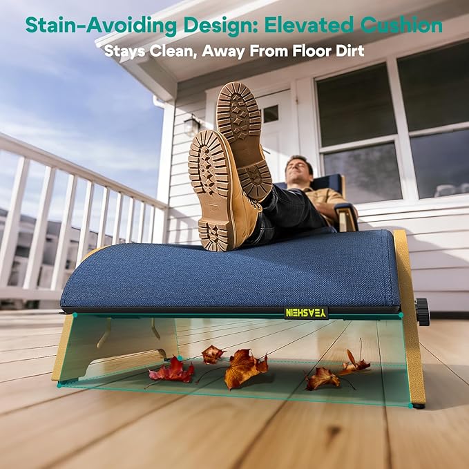 Ergonomic Foot Rest Under Desk at Work, Bamboo Wood Adjustable Foot Stool Under Desk with 6 Positions, Office Footrests with Memory Foam, Leg Rest Used for Car, Home, PC Gaming Accessories