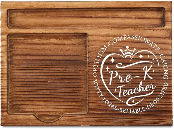 THRXOBN Desk Organizer for Pre-K Teachers & Early Childhood Educators - Natural Wood with Slots for Notes, Pens, and Small Office Supplies – Practical & Stylish Workspace Solution,WSH24