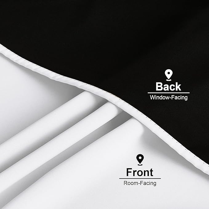 NICETOWN 100% Blackout Curtain Panels, Rod Pocket Window Curtains with Black Liner for Nursery, 84 inches Drop Cold and Full Light Blocking Draperies (White, 2 Pieces, 52 inches Wide Each Panel)
