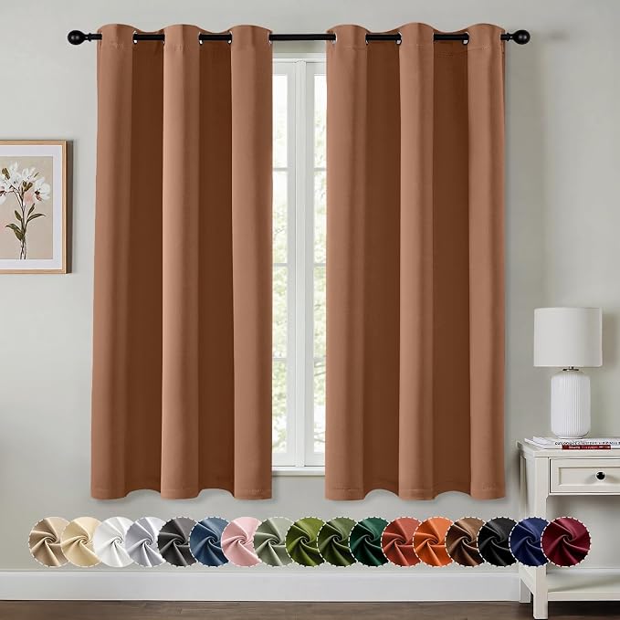 MIULEE Blackout Curtains for Bedroom Living Room 2 Panels, Thermal Insulated Room Darkening Drapes Grommet Noise Reducing Light Blocking Window Treatments 63 Inches Long 40x63 Inch Sun Baked