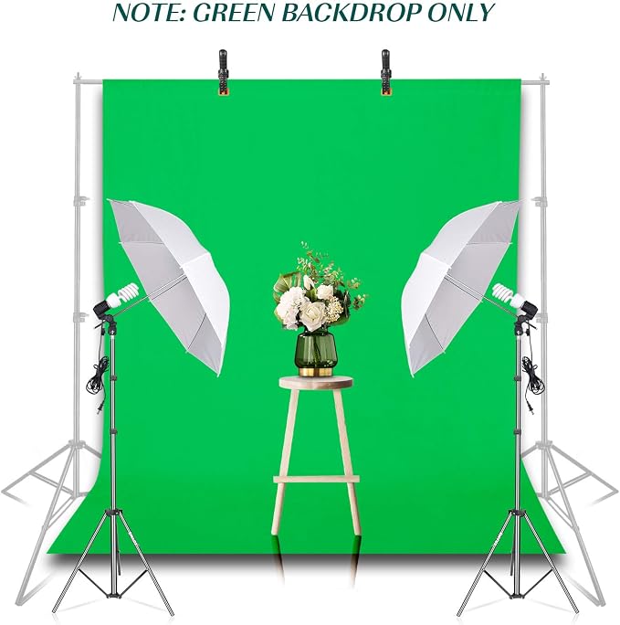 EMART 5x7ft Green Screen Backdrop, Polyester Wrinkle-Resistant Curtain Fabric, Chroma-Key greenscreen Cloth Sheet for Zoom, Including 2 Spring Clamps Suitable for Photoshoot, Interview, Live Stream