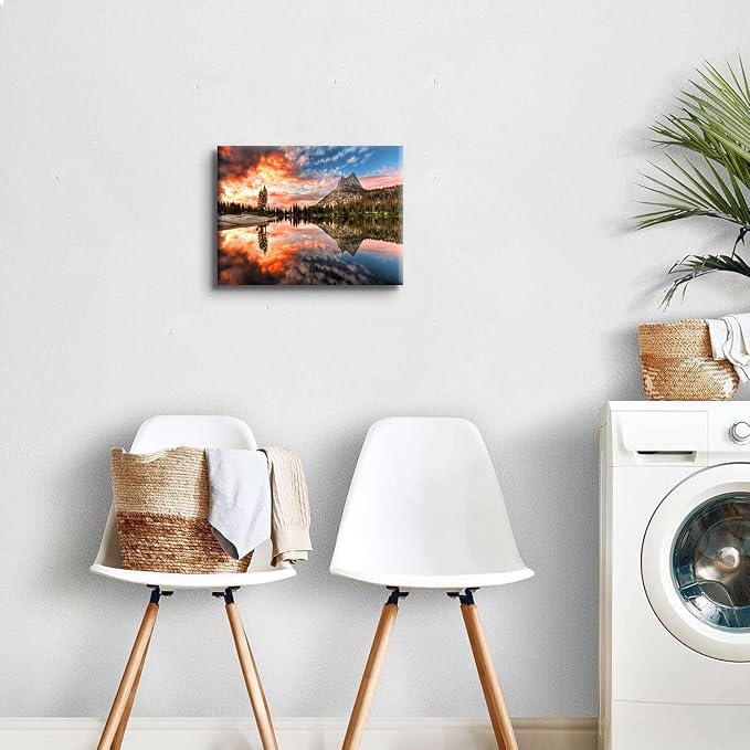 Yosemite Wall Art National Park Picture Canvas Prints Sunset California Mountain Wall Decor Poster Photo Forest Landscape Painting Lake Panorama Artwork for Living Room Office Home Decorations 12x16"