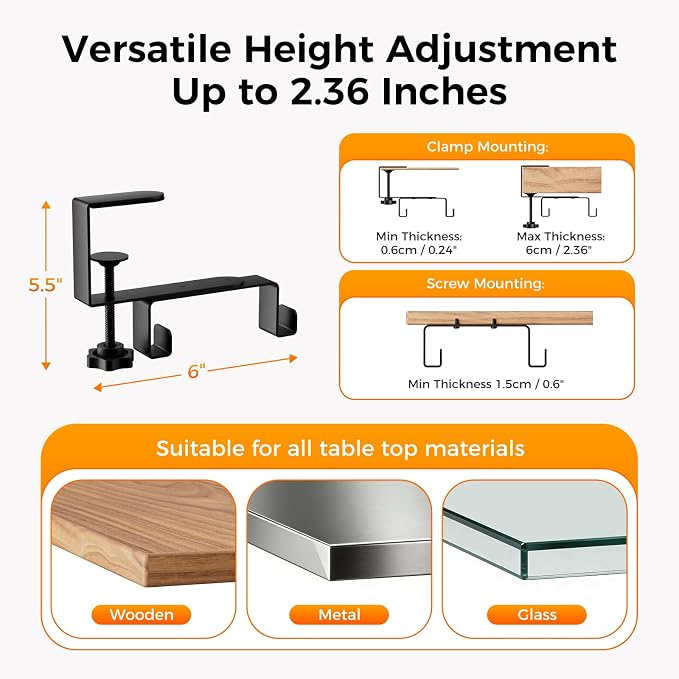 No Drill Thickened Under Desk Cable Management,38.5In,Wood-Grain | Upgraded Double-Layer Extra Thick Standing Desk Wire Management,Cord Organizer with Clamp/Screw Mount,for Office,Home