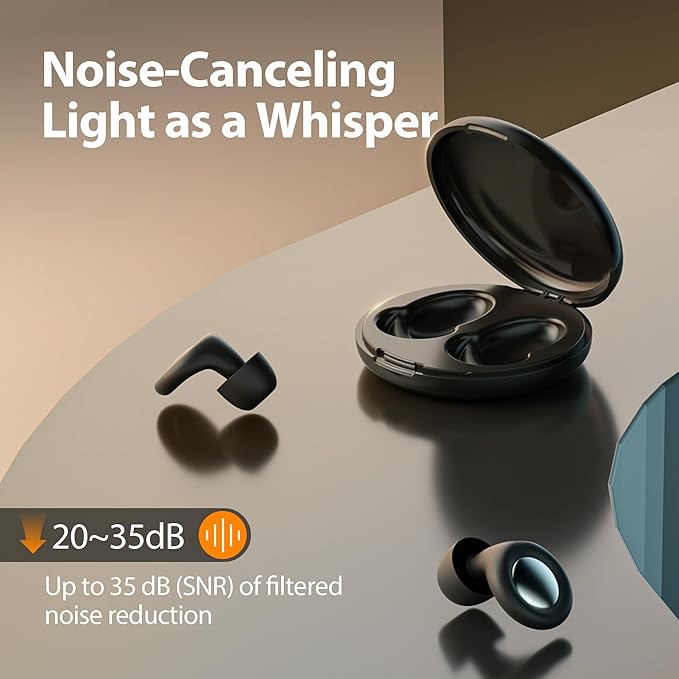 Hearing Protection Earplugs, Reusable Sleep Noise-Canceling Earplugs, Ideal for Concerts, Travel, Library, Sleep, and Deep Focus Work | 20-35dB Noise Reduction(Black)