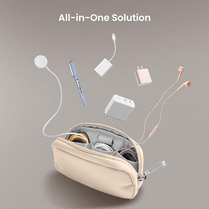 tomtoc Electronics Organizer Travel Case, Water Resistant Travel Bag Cable Organizer for Essentials, Tech Pouch Accessories Carry Storage for Cord, Phone, Cables, Airpods, USB Flash Drive, Daily Items