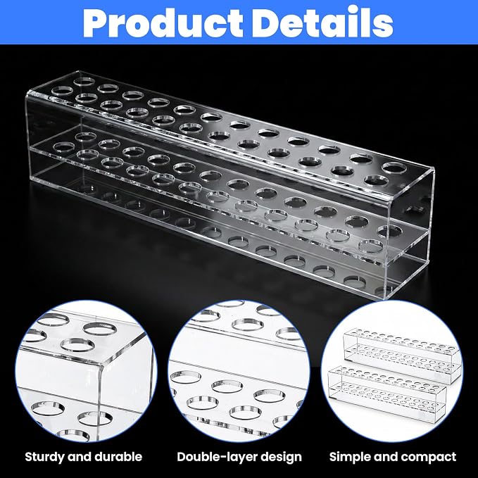 2 Pcs Acrylic Pen Holder, 24 Slots Pen Stand for Storage, Clear Pencil Display Stand, Acrylic Makeup Brush Display Rack Organizer for Art Paint Brush Home Office Desk Supplies