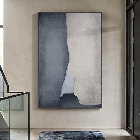 Extra Large Framed Neutral Abstract Wall Art for Living Room, 40x60 In Oversized Modern Gray and Beige Canvas Prints Paintings, Big Vertical Minimalist Pictures for Hallway Dining Bedroom Wall Decor