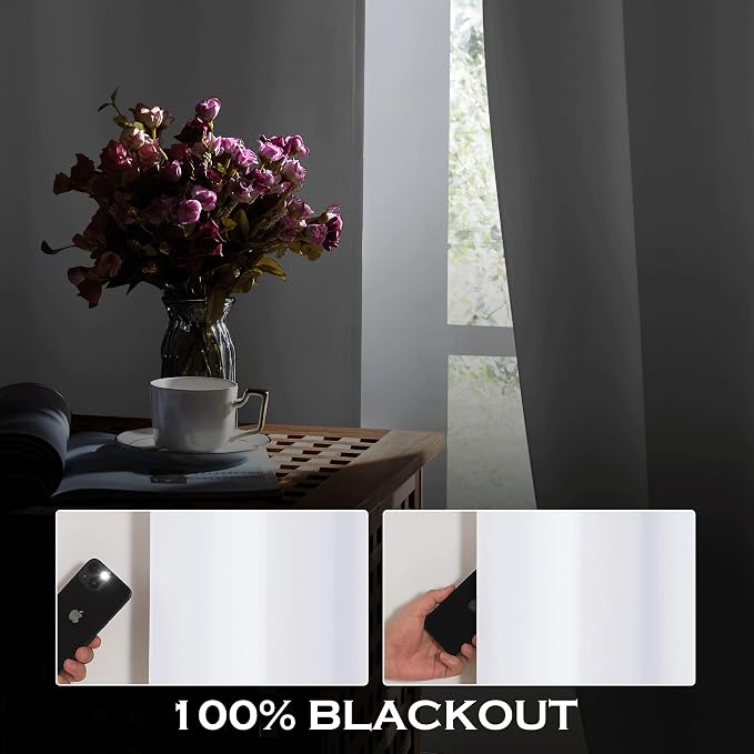KGORGE Soundproof & Dust Particle Filtering Curtains 100% Blackout Window Cover Thermal Insulating Energy Smart Curtains for Living Room Bedroom Baby Nursery, W 52 x L 108 inches, White, 1 Pair