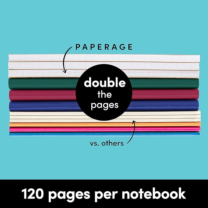 PAPERAGE 12-Pack Composition Notebook Journals, 120 Pages, Kraft Cover with Jewel Tone Spines, College Ruled Lined Paper, Small Size (8 in x 5.75 in) – for Home, Office or School Supplies