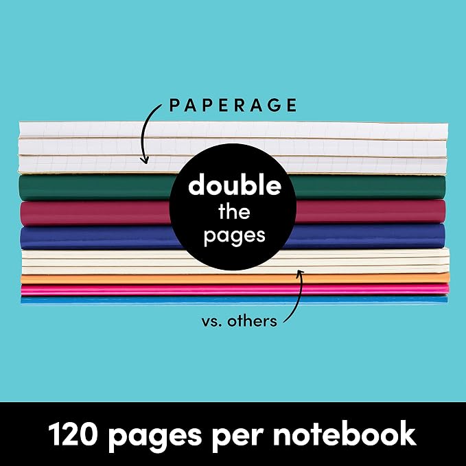 PAPERAGE 12-Pack Composition Notebook Journals, 120 Pages, Kraft Cover with Jewel Tone Spines, College Ruled Lined Paper, Small Size (8 in x 5.75 in) – for Home, Office or School Supplies