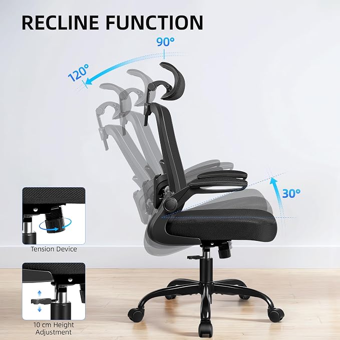 FelixKing Office Chair, Desk Chair with Adjustable Lumbar Support, Ergonomic Computer Chair with High Back and Armrest, Adjustable Height Gaming Chair Home Office Swivel Chair, Pack of 2, Black