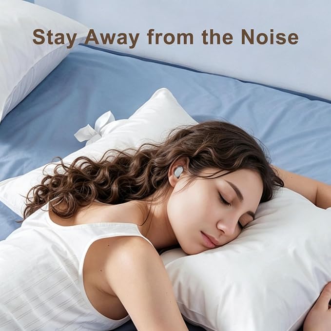 Noise Reduction Ear Plugs,Reusable Silicone Earplugs for Sleeping, Snoring, Travel, Comfortable Side Sleepers (White)