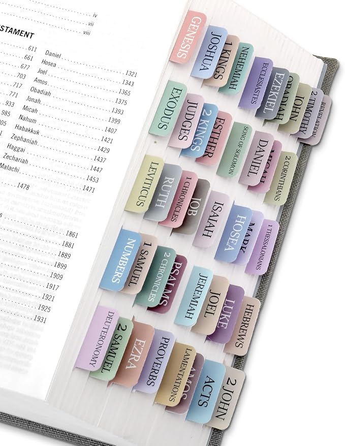 Bible Tabs for Women & Men, Bible Tabs for Study Bible, Large Print Bible Tabs for Easy Navigation, Bible Index Tabs, 66 Tabs Old & New Testament, Extra 9 Blank Tabs - Macaron