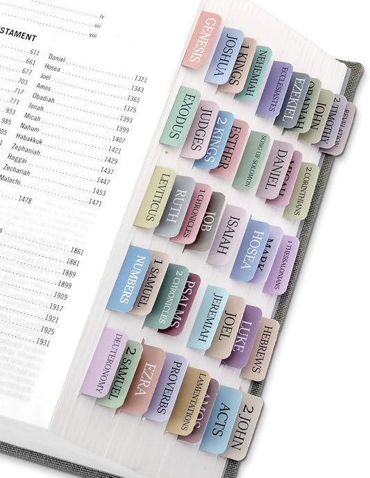 Bible Tabs for Women & Men, Bible Tabs for Study Bible, Large Print Bible Tabs for Easy Navigation, Bible Index Tabs, 66 Tabs Old & New Testament, Extra 9 Blank Tabs - Macaron