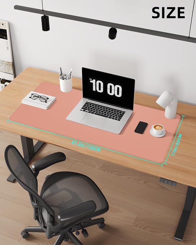 Large Desk Mat - 47.2"x23.6"Double-Sided Desk Pad Protector,Large Desk pad, Leather Desk Pad for Keyboard and Mouse,Mouse Pad for Office or Home Workspace(Pink Light Blue)