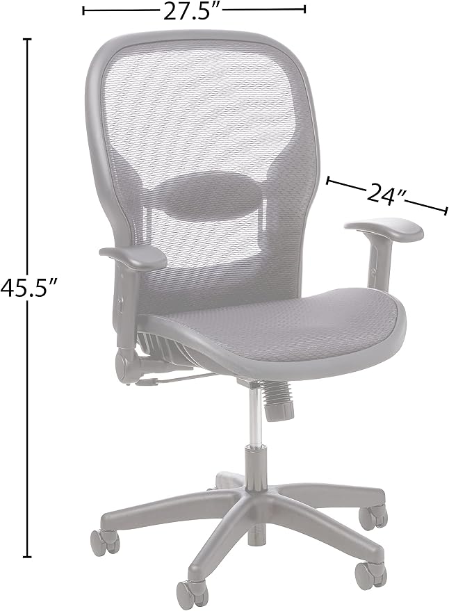 Space Seating 23 Series Professional Dark Air Grid Seat and Back Manager’s Office Chair with Adjustable Lumbar Support and Padded Arms, Black