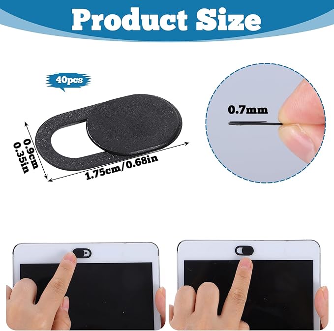 40 Pcs Webcam Cover, Camera Privacy Cover Slide Universal Laptop Camera Covers Slide Ultra-Thin Webcam Covers for Laptop Computer Cell Phone Protecting Privacy Security(Black)
