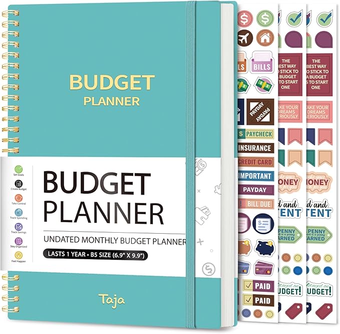 Budget Planner - Monthly Budget Book with Expense Tracker Notebook, Undated Bill Organizer & Finance Planner to Take Control of Your Money, Account Book to Manage Your Finances-Blue