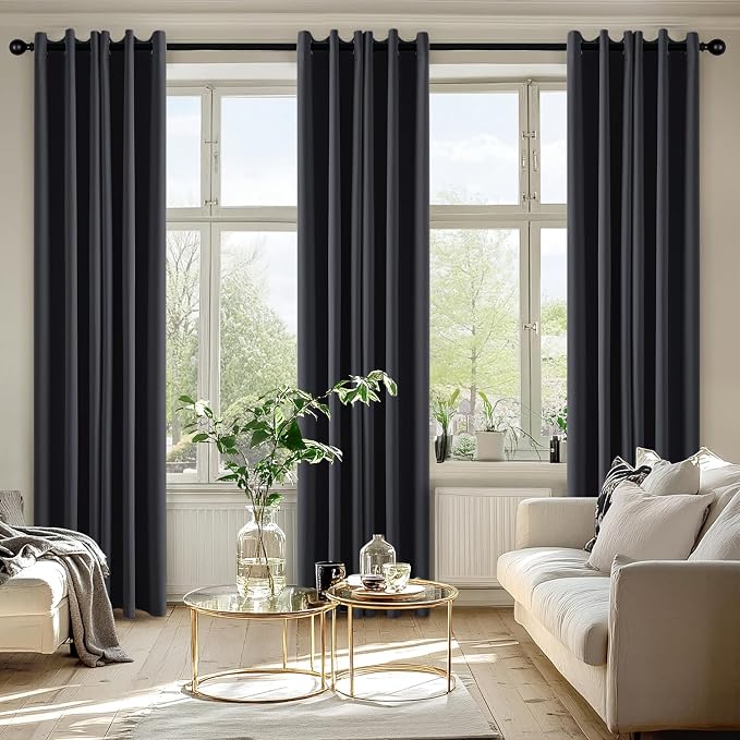 MIULEE Blackout Curtains for Bedroom Living Room 2 Panels, Thermal Insulated Room Darkening Drapes Grommet Noise Reducing Light Blocking Window Treatments 84 Inches Long 50x84 Inch Dark Grey