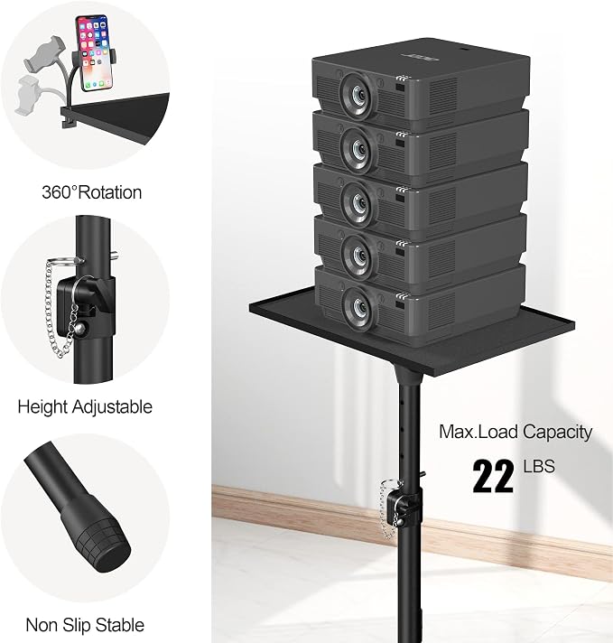 Facilife Projector Stand - Adjustable Height 22 to 63 Inches, Tripod for Laptop & Projector, Outdoor Movies
