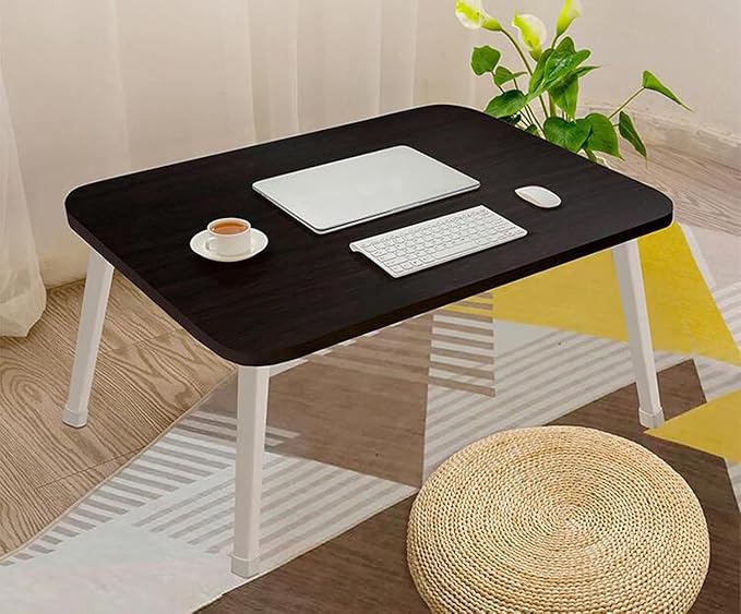 Foldable Laptop Desk for Bed, Bed Laptop Table, Foldable Portable Lap Bed Tray, 23.6 Inch Floor Table for Drawing, Reading and Writing, Black