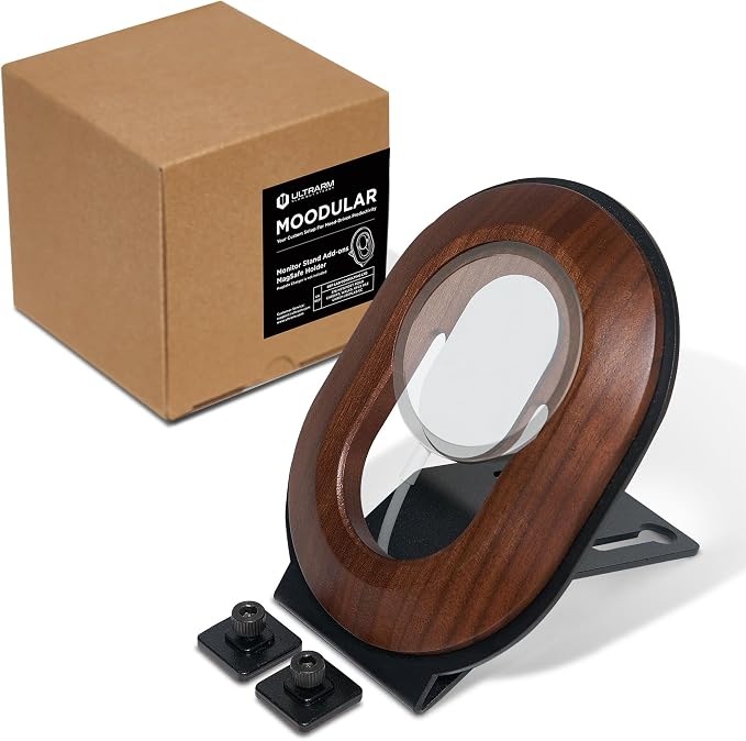 Moodular Phone Stand Add-On for MagSafe & Rails, Do Not Use Alone | Accessory Only, Charger Not Included, Ergonomic Viewing Angle, Flexible Positioning, Wood & Steel Design, Black, MSA-MS