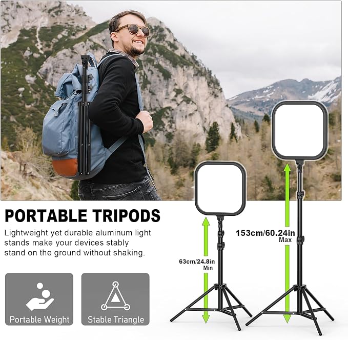 ALTSON 3 Pack LED Video Panel Light, 2500-8500K Dimmable Studio Lights with Tripod Stand & Phone Holder, 78" Photography Lighting Kit for Video Recording, Game Streaming, Photography, Tiktok, YouTube
