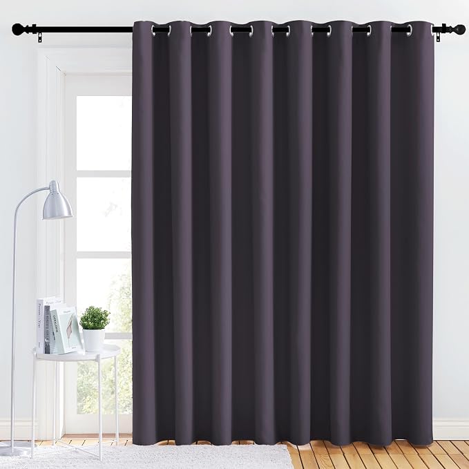 NICETOWN Bedroom Blackout Curtain Panel - (120 inches by 102 inch, Greyish Purple, 1 PC) Energy Saving Thermal Insulated Grommet Blackout Drapery for Patio, Room Divider Curtain