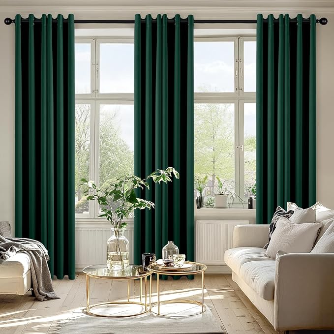 MIULEE Blackout Curtains for Bedroom Living Room 2 Panels, Thermal Insulated Room Darkening Drapes Grommet Noise Reducing Light Blocking Window Treatments 84 Inches Long 40x84 Inch Hunter Green