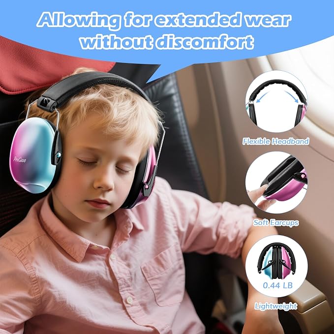 ProCase Kids Noise Cancelling Headphones, Kids Ear Protection Monster Jam Truck, Fireworks Hearing Protection Noise Reduction, Noise Canceling Earmuffs for Sensory Autism Toddler Children -Blue Pink