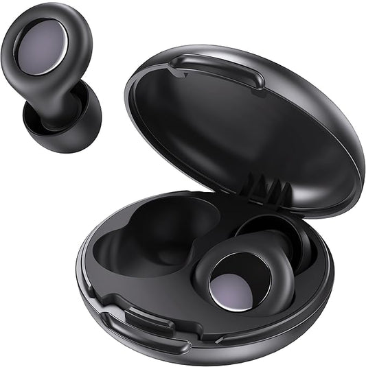Ear Plugs for Sleeping 45db Noise Cancelling Earplugs Noise Reduction Silicone Reusable Earplug for Snoring Focus Concert Hearing Protection Ear Plug with Case and 6 Eartips (Black)