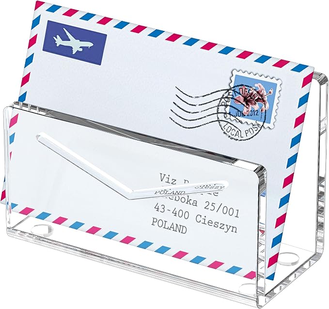 FUCDTEFC Acrylic Mail Holder, Mail Organizer Wall Mounted Clear File Letter Organizer, Vertical Envelope Mail Holder for Desk, Lightweight Countertop Bill Sorter Invoice Stand for Home Office School | Vertical, Envelope, Lightweight, Countertop, Bill H...