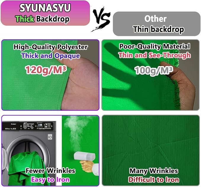 5x7.2ft Greenscreen Background, Premium Collapsible Small Green Screen Backdrop Cloth Pantalla Verde Fabric Portable Content Creator Background Screen for Streaming Studio Video Photo Booth Photoshoot