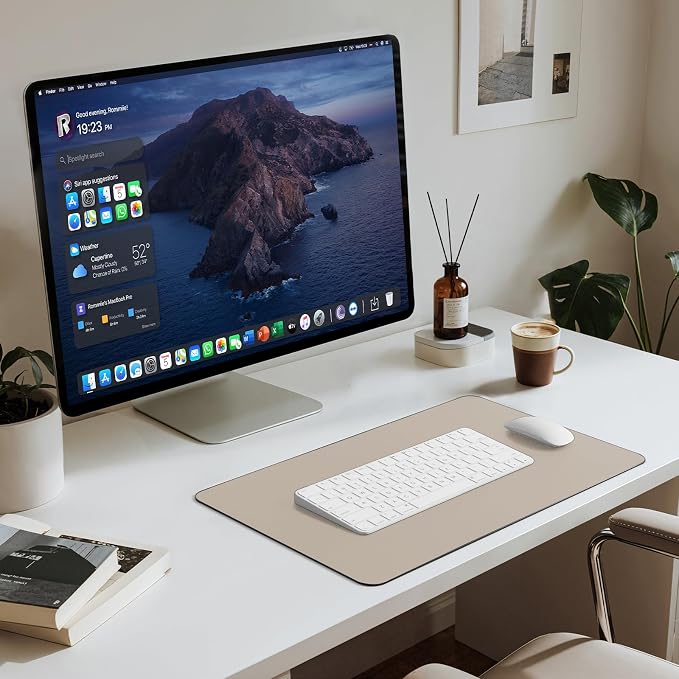 Jotsome Leather Desk Pad Mat, 17" x 12", Beige | Non-Slip Desk Blotter Pad - Desk Protector for Office, Home, Lap Desk, Laptop and Desktop