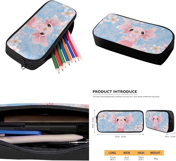 Ystardream Baby Axolot Elementary Backpacks for Girls with Lunch Box Cherry Blossom Kids School Bookbag with Pencil Case&Water Bottle Sleeve 4 in 1 Set for Student Back to School Gift