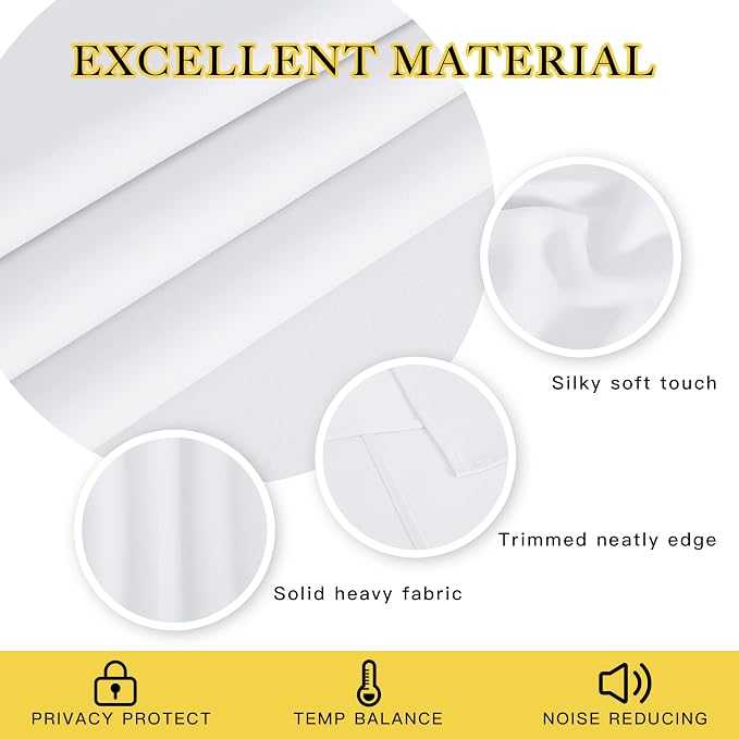 NICETOWN White Doorway Curtains 80 inches Long - Grommet Thermal Insulated Light Blocking Room Darkening Window Treatments for Bedroom/Living Room (W46 x L80, 1 Panel)