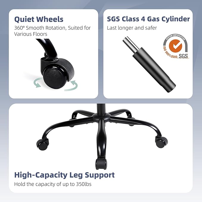ralex-chair Ergonomic Office Chair with Adjustable Lumbar Support 350lbs | Desk Chair with with 3D Flip-up Armrest,Computer Chair with Mesh Back& PU Leather Seat, Comfortable for Office,Home