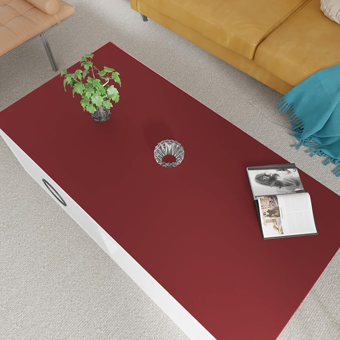 Faux Leather Table Cover,1.8mm Thick,24x48 Inch Desk Cover,Large Desk Mat,Table Protector,Table Cover Protector,Craft Mats to Protect Table(Black+Wine Red,24x48)