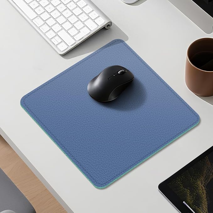 Dual Sided Leather Desk Mat - Waterproof Desk Pad - Ideal for Large Mouse Pad and Desk Mats on Top of Desks (Blue, 11"*8")