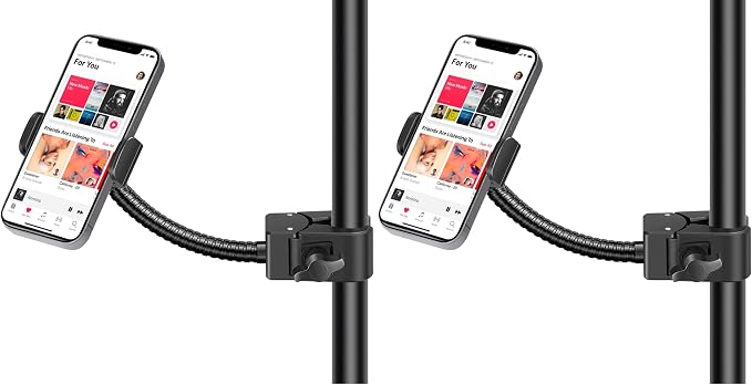 InnoGear Mic Stand Phone Holder, Flexible Gooseneck Mount Clamp for Microphone Boom Arm Tube Pipes Music Accessories for iPhone 16 15 14 13 12 MAX Pro Samsung Galaxy All Smartphones (Pack of 2)