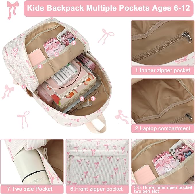 BTOOP School Backpacks for Teen Girls Bookbags Lightweight Kids Backpack School Bags Set with Lunch Box Pencil Case