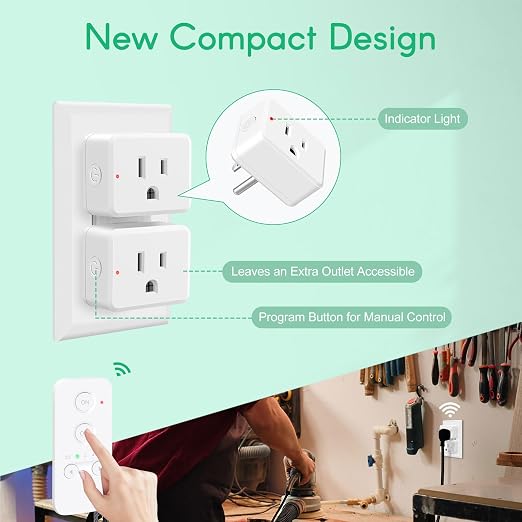 NineLeaf Programmable Remote Timer Switch & Wireless Outlet Plug, 500ft Range Plug in Light Switch, 15A/1500W Wall Mounted On/Off, No Wiring Needed for Fans, Christmas Lights, 2Remotes 1Outlet