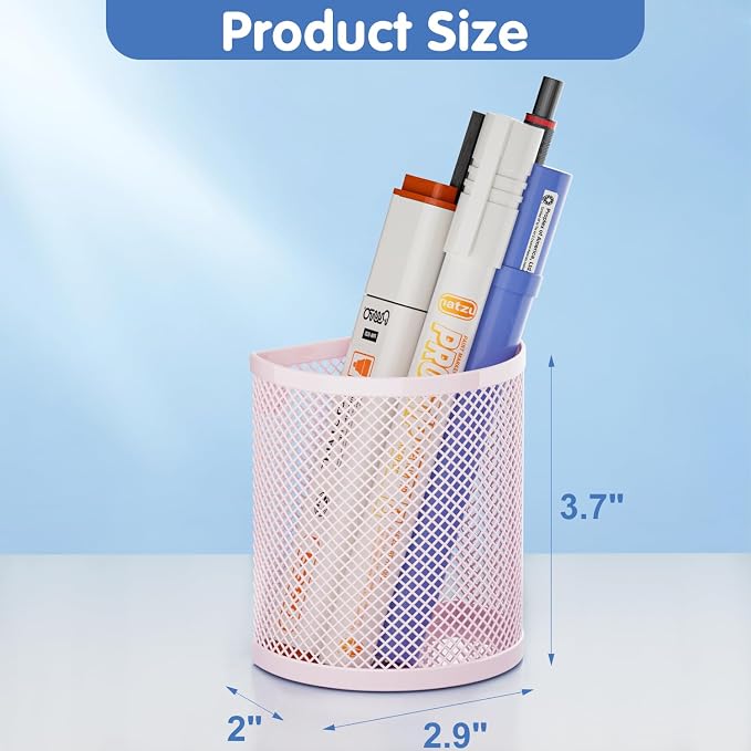 LUCYCAZ Magnetic Pencil Holder - Locker Accessories, 2 Pack Magnetic Pen Holder for Refrigerator for Home School and Office (Pink)