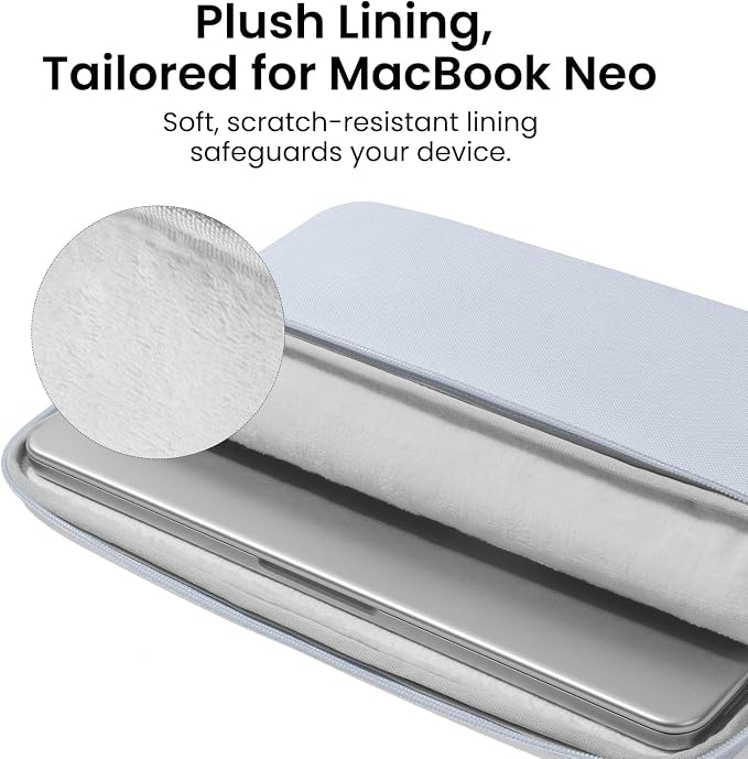 tomtoc Custom-Fit Slim Sleeve for 13-inch MacBook Neo A18 Pro A3404, Water-Resistant Protective Case with Accessory Pocket