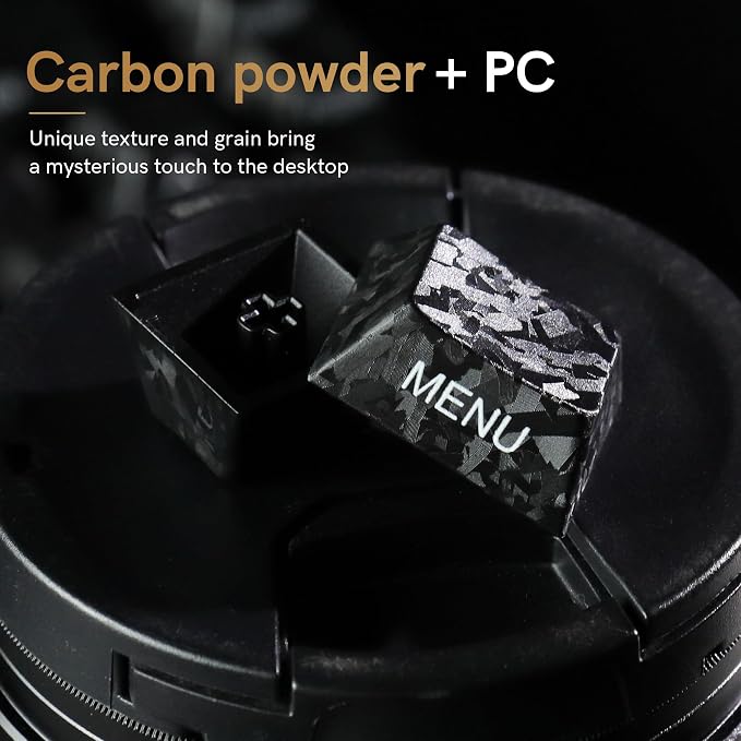 Womier Forged Carbon Fiber Keycaps, Cherry Profile Keyboard Keycaps, Black | 120 Key Side Printed Keycaps Compatible with 61/64/68/84/87/100/104/108 Keys for Mechanical Keyboard