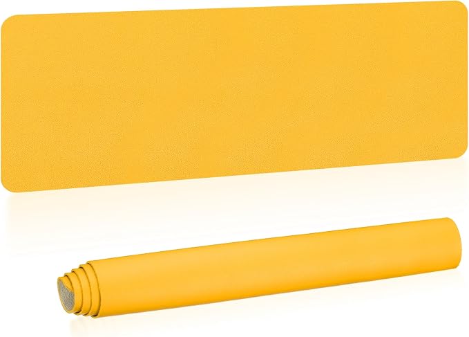 PATIKIL Large Desk Mat, 55"x17" Dual Sided Non-Slip Waterproof PU Leather Desktop Protector, Yellow
