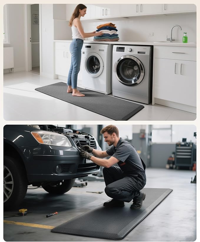 Ophanie Kitchen Mats for Floor,3/4 inch Thick,20x60 Anti Fatigue Cushioned Mat with 99+ Pairs of Anti-Slip Bottom Ridges,Kitchen Rugs,Waterproof,Comfort Ergonomic Standing Mat for Office,Home,Sink